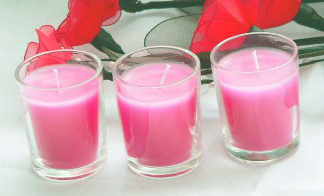 Hot Pink Votive in Clear Glass Candle Holder - Small  - BULK Buy
